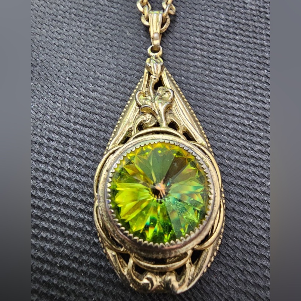 Whiting & Davis vintage vip rivoli swarovski necklace gold
